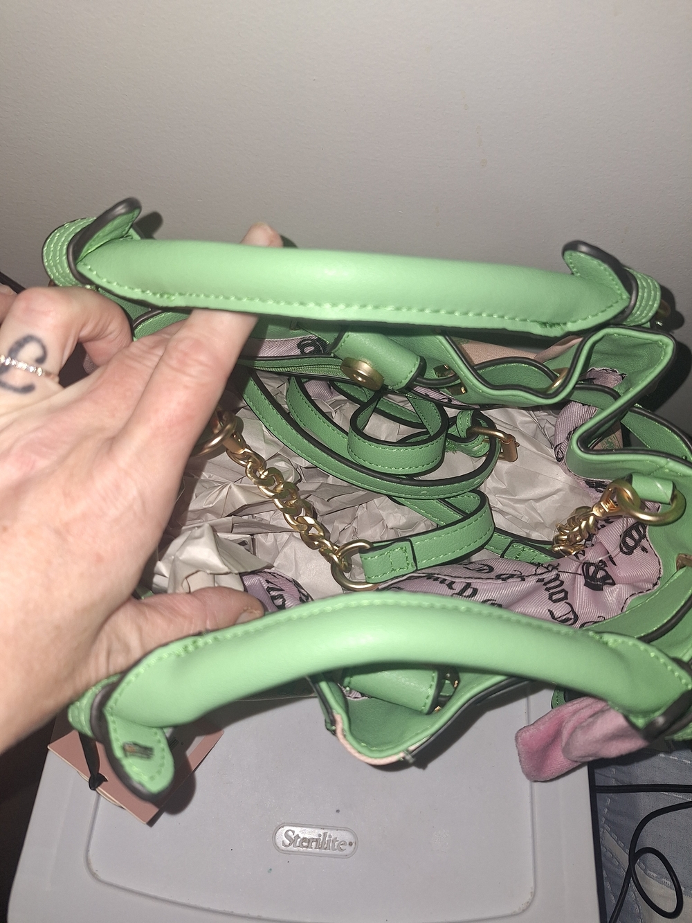 Juicy Couture Pink & Mint Green Bow-Accent Satchel Bag - Picture 6 of 8